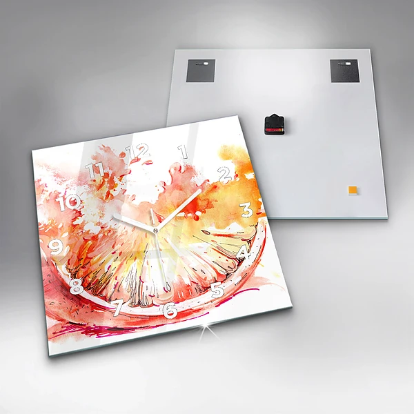 Wanduhr quadratisch mit motiv Gemalte Orange