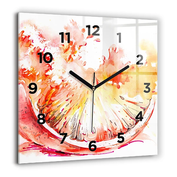 Wanduhr quadratisch mit motiv Gemalte Orange