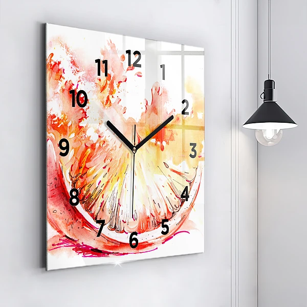 Wanduhr quadratisch mit motiv Gemalte Orange
