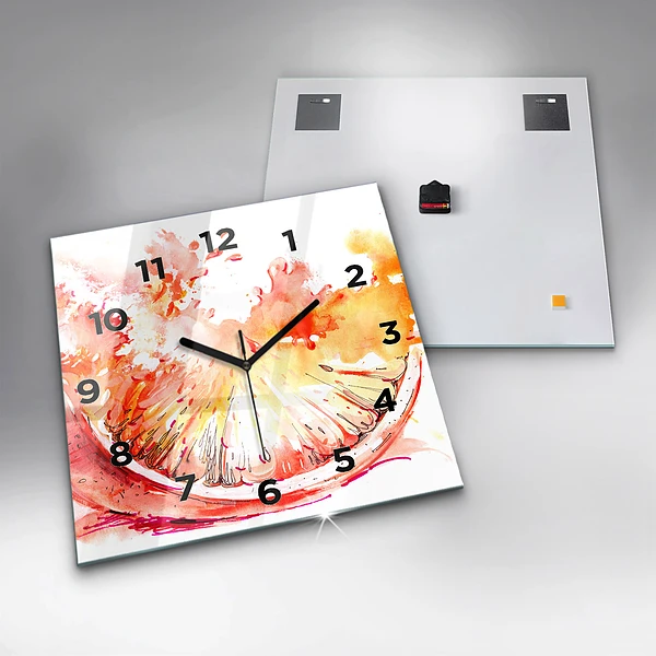 Wanduhr quadratisch mit motiv Gemalte Orange