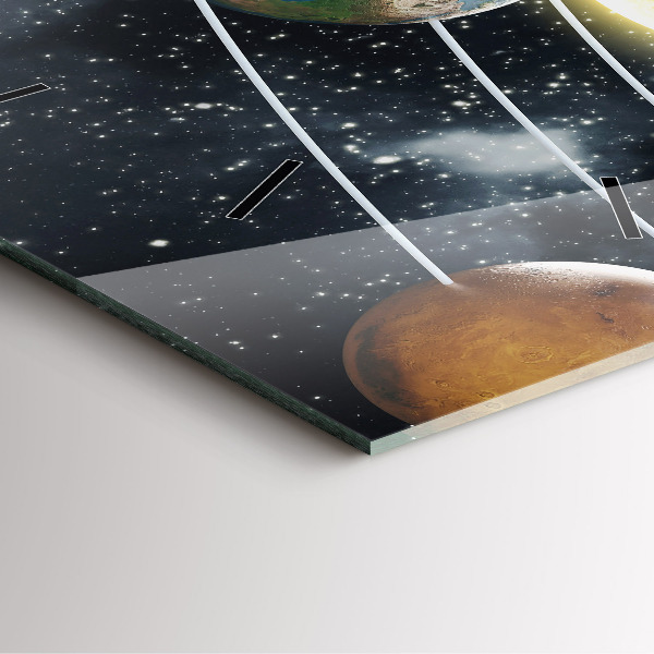 Wanduhr modern quadratisch Sonnensystem