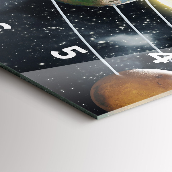 Wanduhr modern quadratisch Sonnensystem