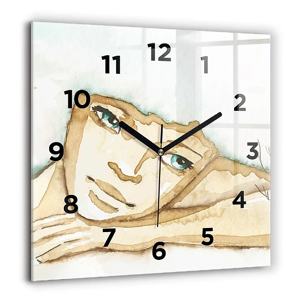 Wanduhr quadratisch Porträt einer Frau