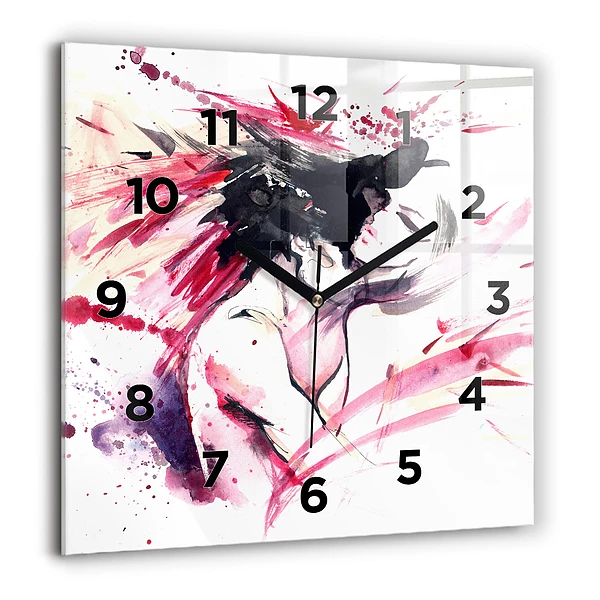 Wanduhr quadratisch mit motiv Abstraktes Liebespaar