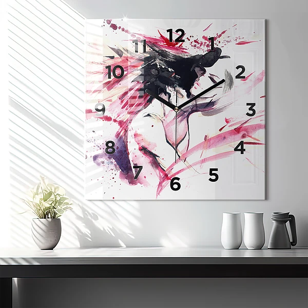 Wanduhr quadratisch mit motiv Abstraktes Liebespaar