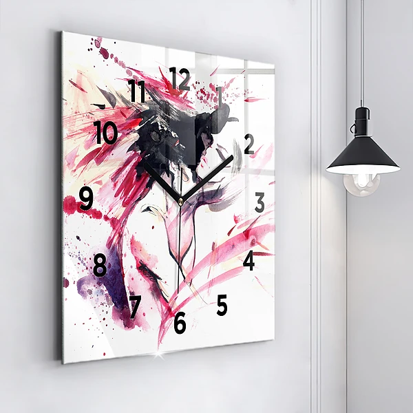 Wanduhr quadratisch mit motiv Abstraktes Liebespaar