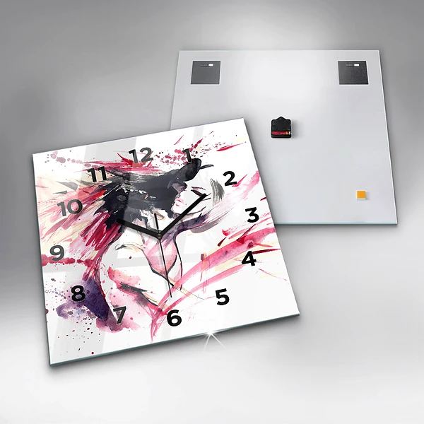 Wanduhr quadratisch mit motiv Abstraktes Liebespaar
