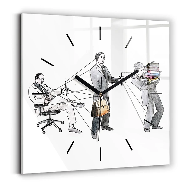Wanduhr quadratisch mit motiv Marionettenmenschen