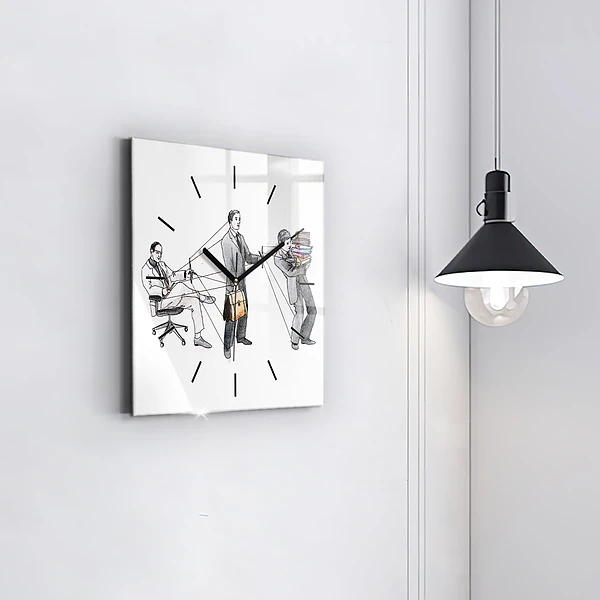 Wanduhr quadratisch mit motiv Marionettenmenschen