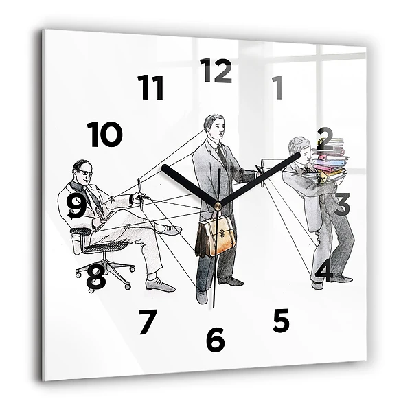 Wanduhr quadratisch mit motiv Marionettenmenschen