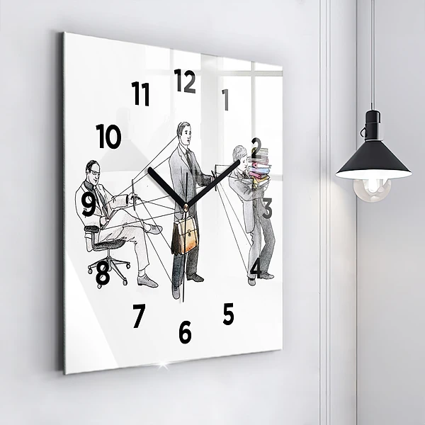 Wanduhr quadratisch mit motiv Marionettenmenschen
