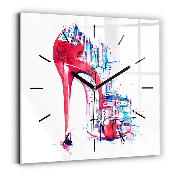 Wanduhr quadratisch mit motiv Rote Ferse