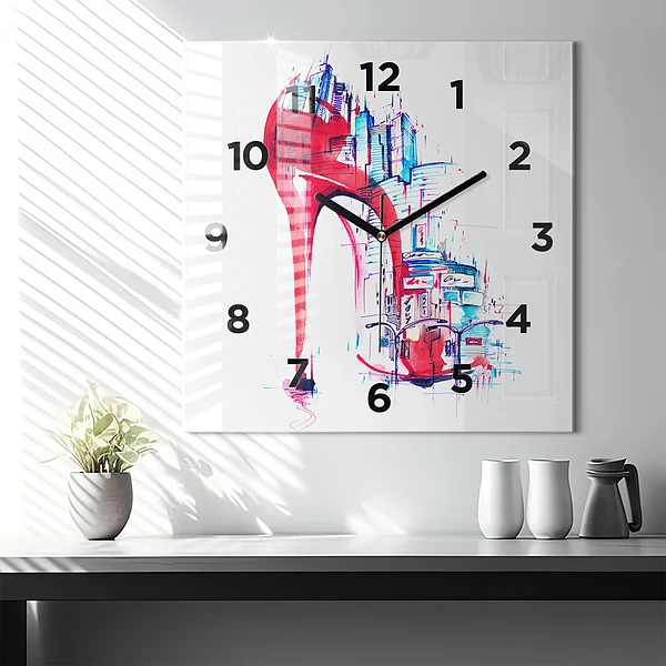 Wanduhr quadratisch mit motiv Rote Ferse