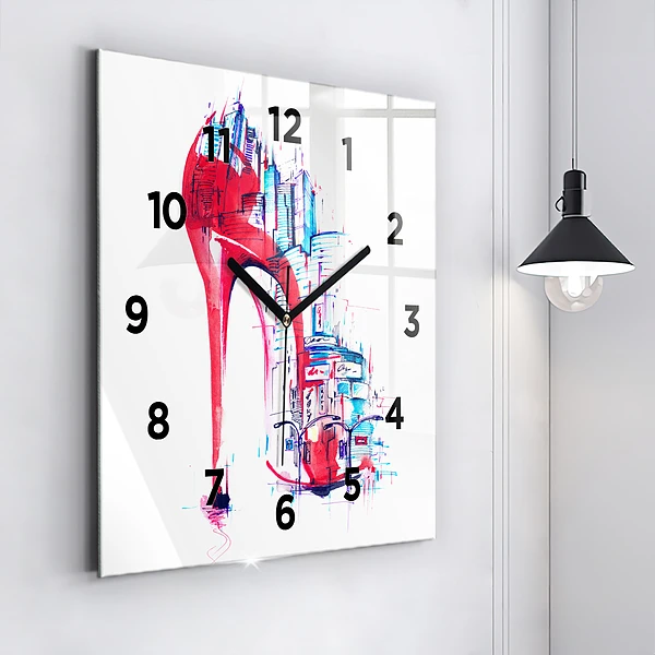 Wanduhr quadratisch mit motiv Rote Ferse