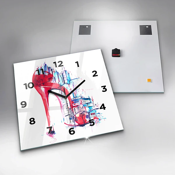 Wanduhr quadratisch mit motiv Rote Ferse