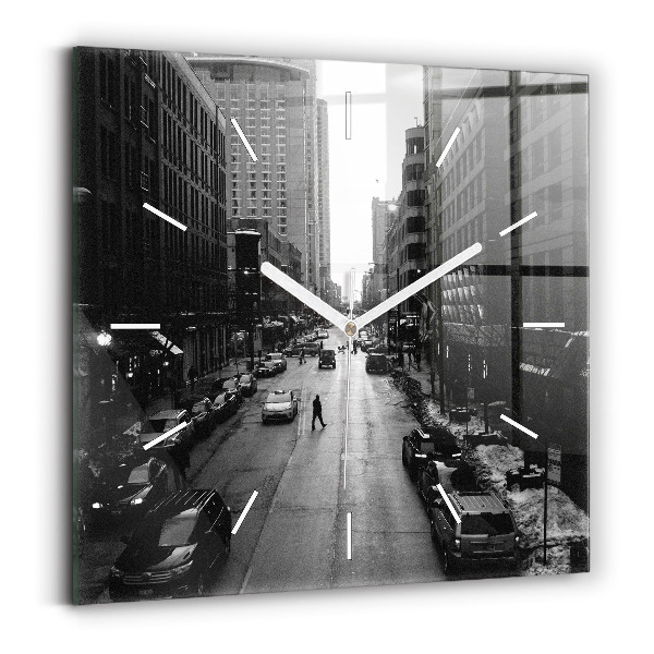 Wanduhr modern quadratisch Straßen in Chicago
