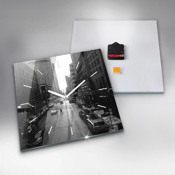 Wanduhr modern quadratisch Straßen in Chicago