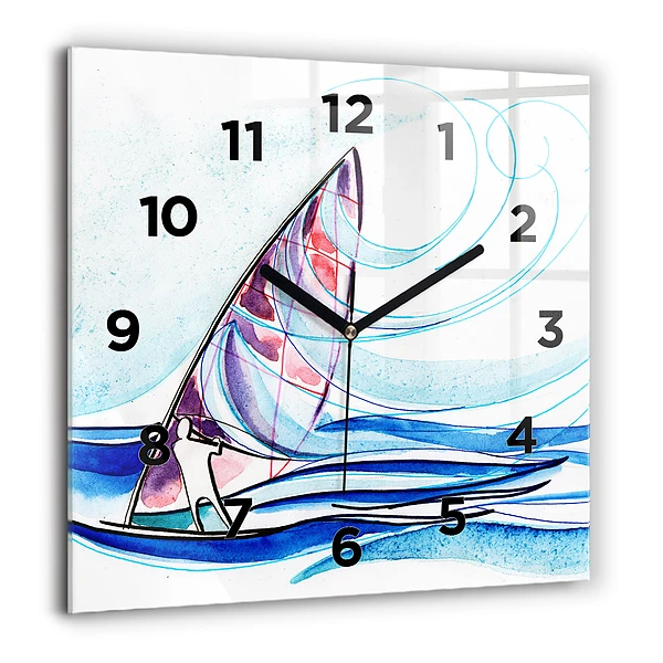 Wanduhr quadratisch mit motiv Surfbrett