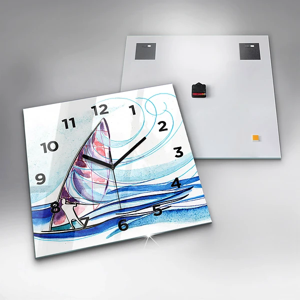 Wanduhr quadratisch mit motiv Surfbrett