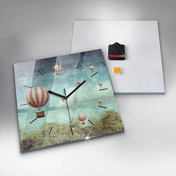 Wanduhr quadratisch mit motiv Luftballons