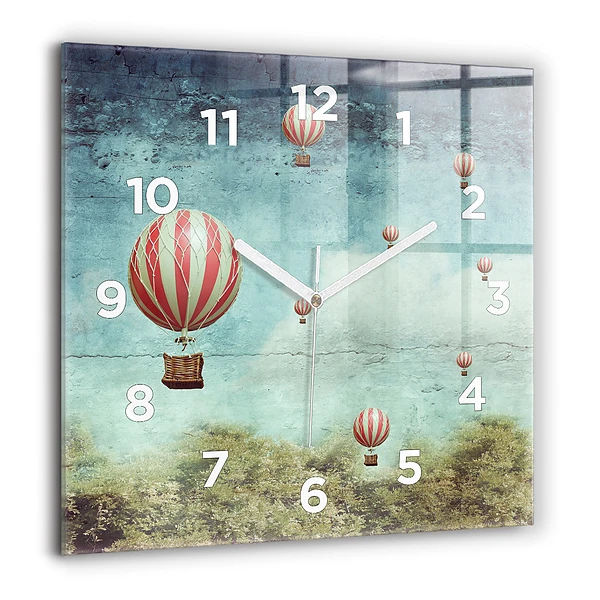 Wanduhr quadratisch mit motiv Luftballons