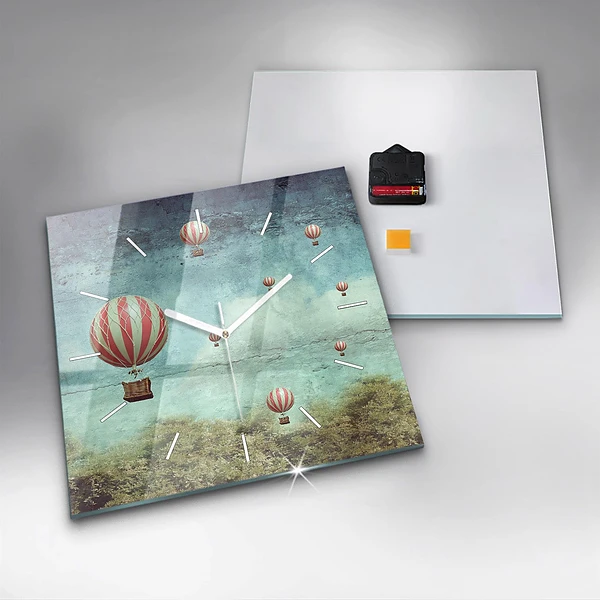 Wanduhr quadratisch mit motiv Luftballons