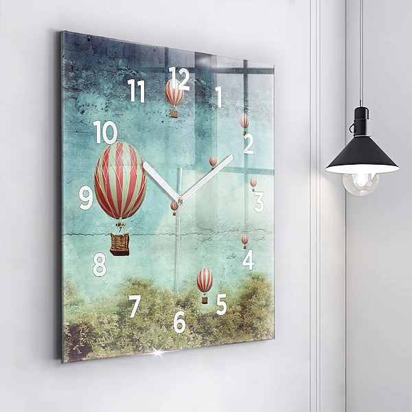 Wanduhr quadratisch mit motiv Luftballons