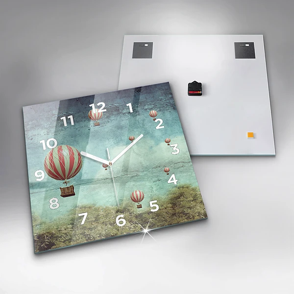 Wanduhr quadratisch mit motiv Luftballons