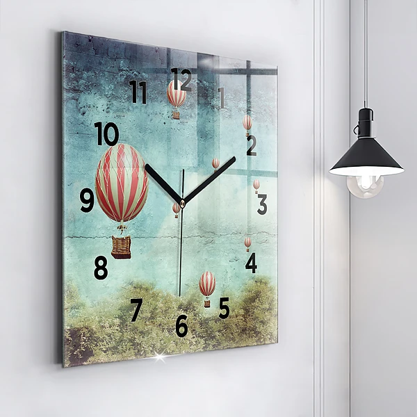 Wanduhr quadratisch mit motiv Luftballons