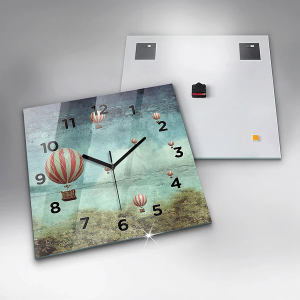 Wanduhr quadratisch mit motiv Luftballons