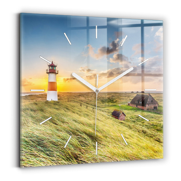 Wanduhr modern quadratisch Leuchtturm