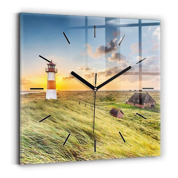 Wanduhr modern quadratisch Leuchtturm