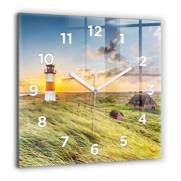 Wanduhr modern quadratisch Leuchtturm