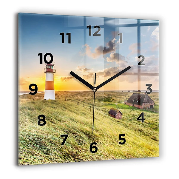 Wanduhr modern quadratisch Leuchtturm
