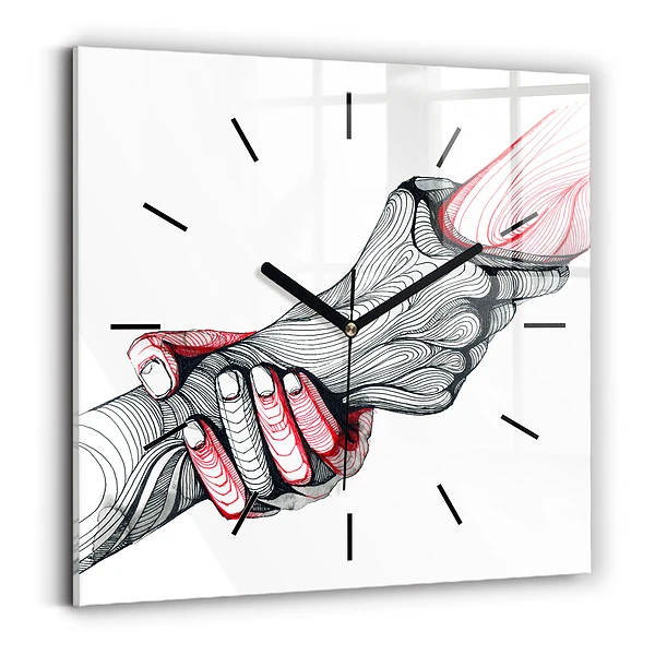 Wanduhr quadratisch mit motiv Händchenhalten