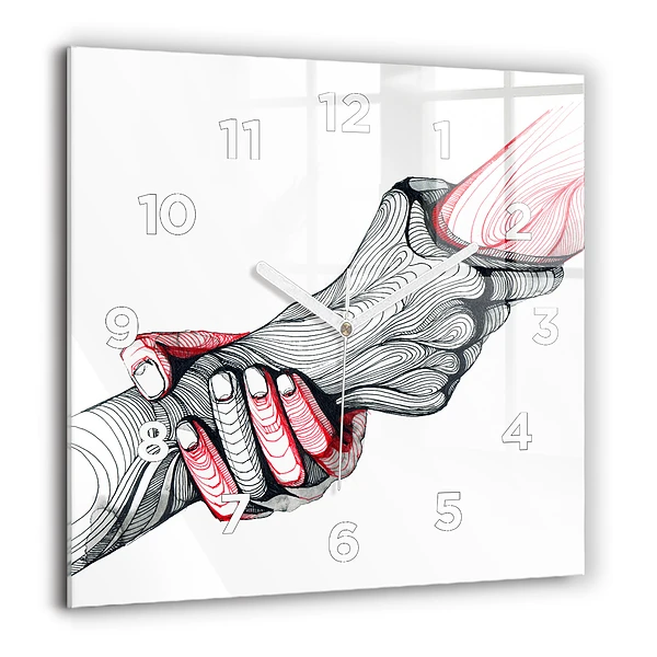 Wanduhr quadratisch mit motiv Händchenhalten