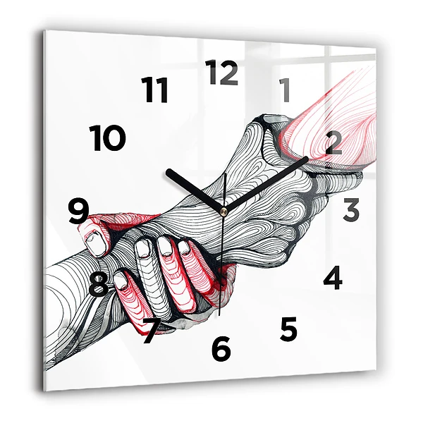 Wanduhr quadratisch mit motiv Händchenhalten