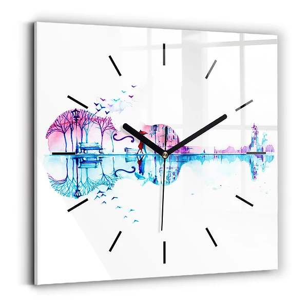 Wanduhr modern quadratisch Cello Park See