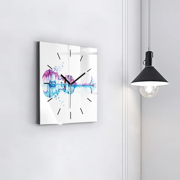 Wanduhr modern quadratisch Cello Park See