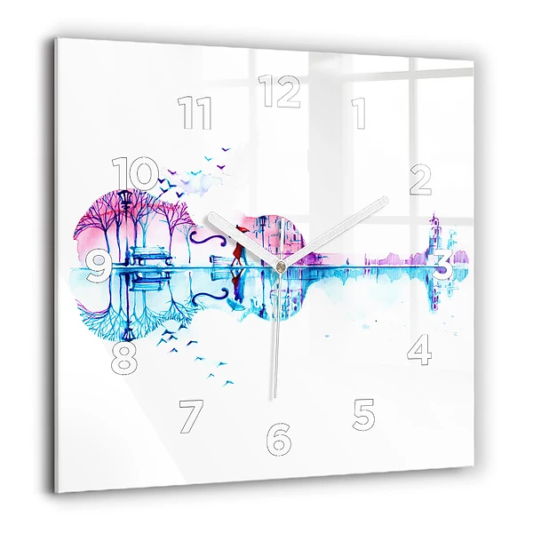 Wanduhr modern quadratisch Cello Park See