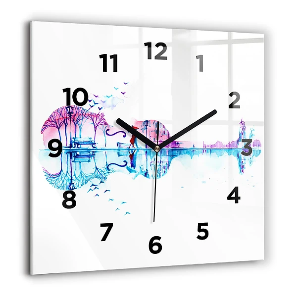 Wanduhr modern quadratisch Cello Park See