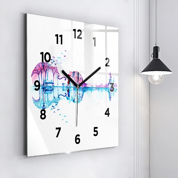 Wanduhr modern quadratisch Cello Park See