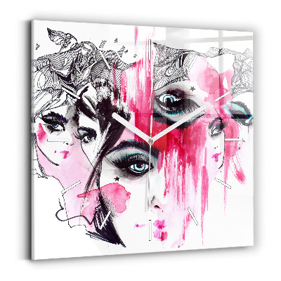 Wanduhr quadratisch mit motiv Viele Gesichter Abstrakt