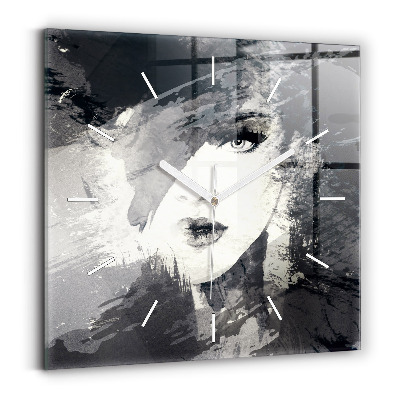 Wanduhr quadratisch mit motiv Frau - Aquarell