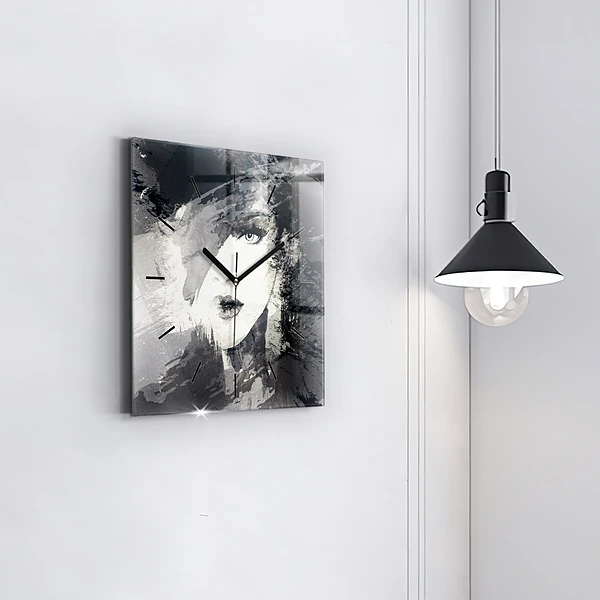 Wanduhr quadratisch mit motiv Frau - Aquarell