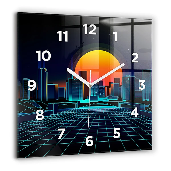 Wanduhr quadratisch mit motiv Cyberspace Stadt