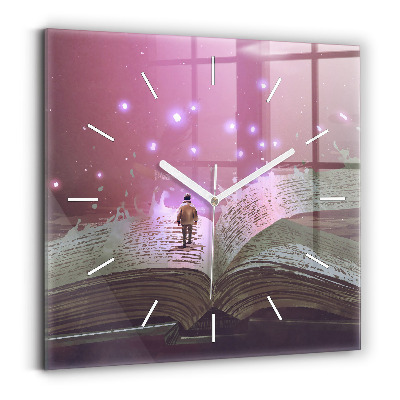 Wanduhr modern quadratisch Abstraktes Buch