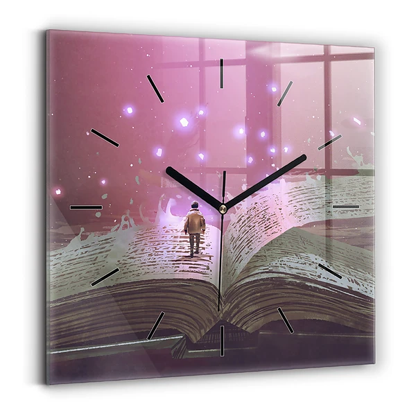 Wanduhr modern quadratisch Abstraktes Buch