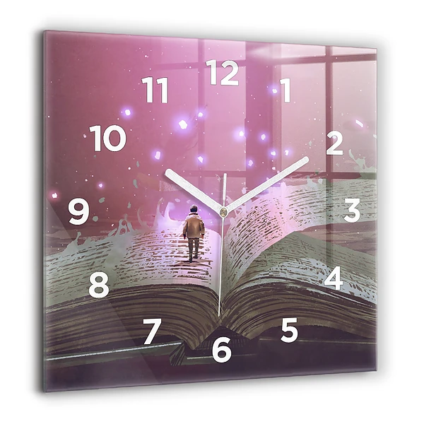 Wanduhr modern quadratisch Abstraktes Buch