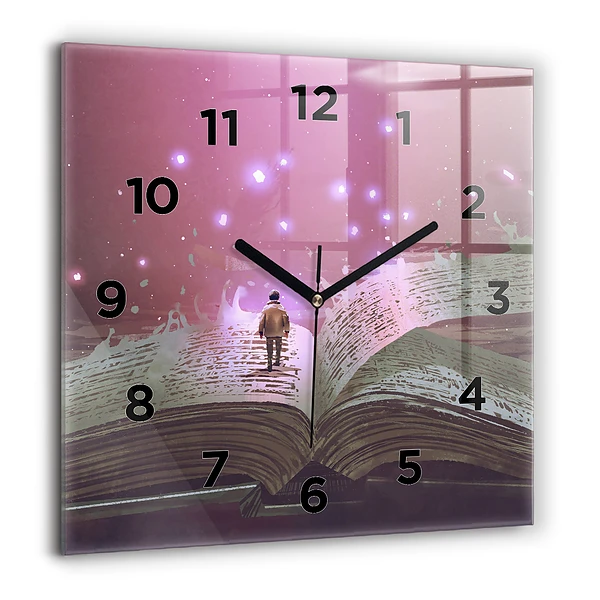 Wanduhr modern quadratisch Abstraktes Buch